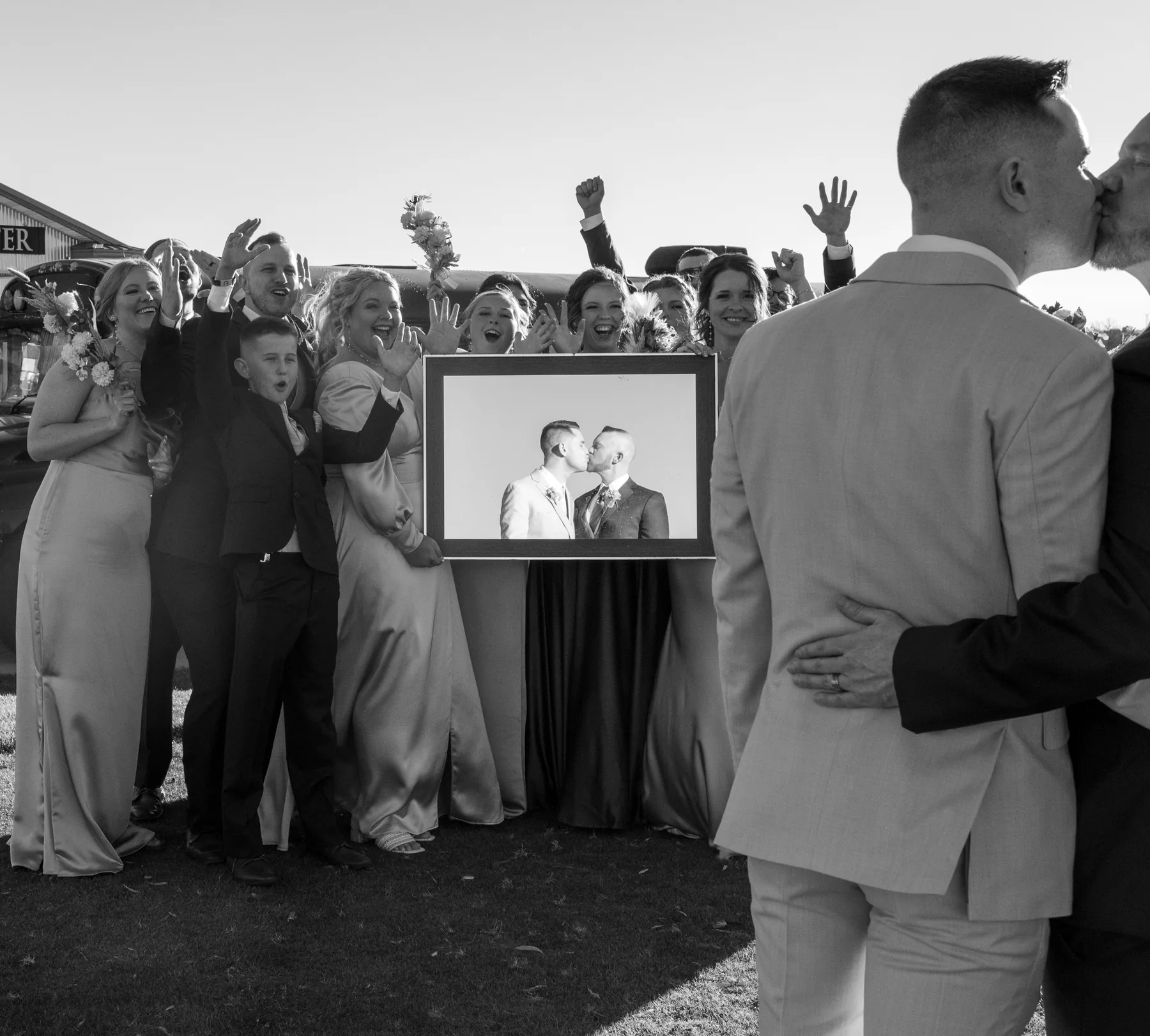 Devon and Joshua on their wedding day at Pin Oak Golf & Event Center in Manchester, Iowa