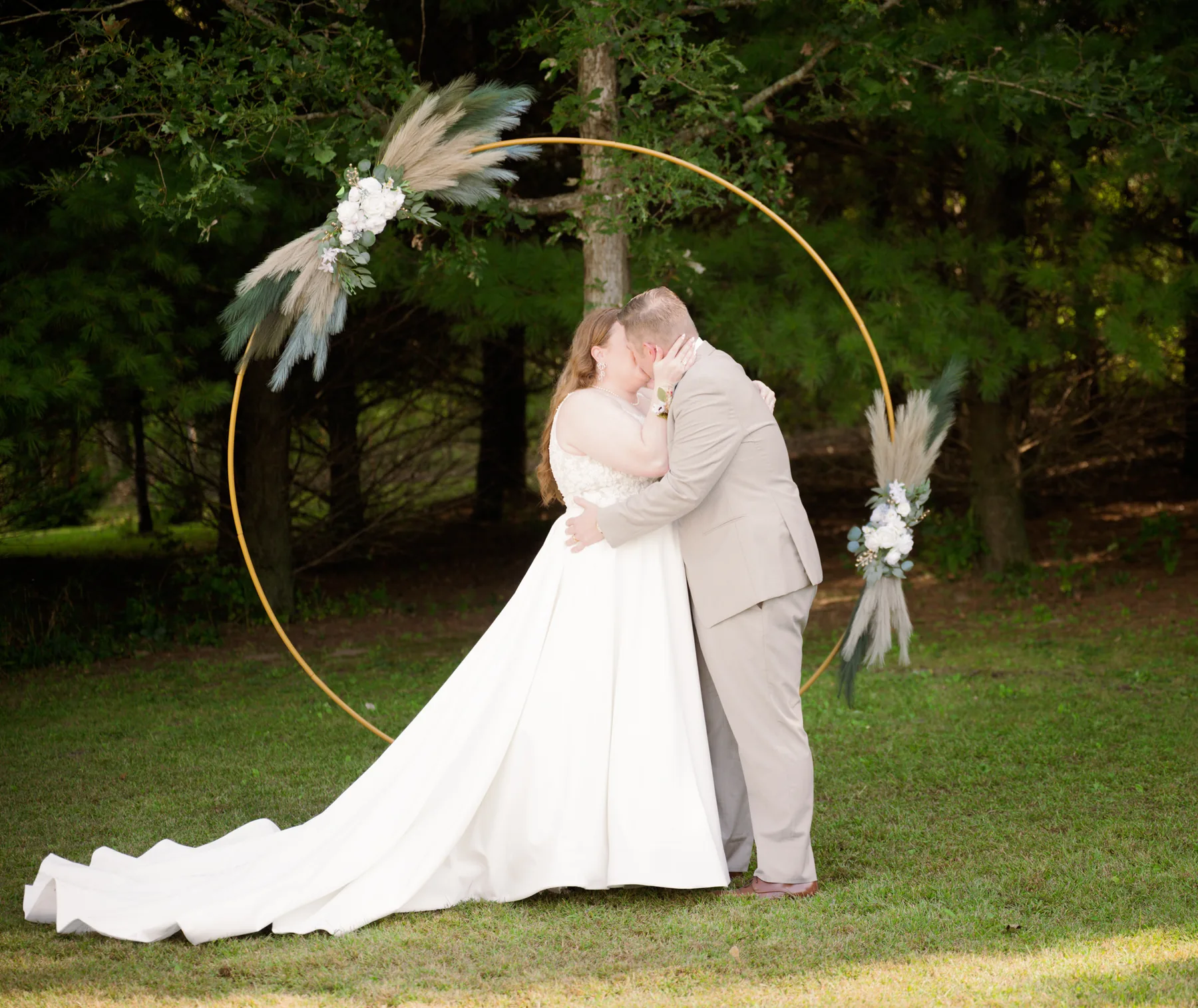 Kelsey and Michael on their wedding day on the family farm in Owatonna, Minnesota