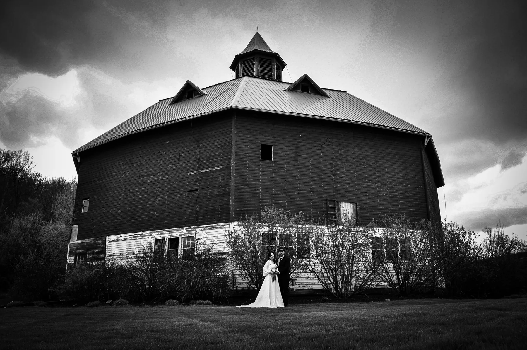 Rebecca and Dave on their wedding day at The Hidden Meadow + Barn in Pepin, Wisconsin